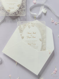 Champagne Romantic Roses Mirror Laser Cut le jour du mariage Invitation