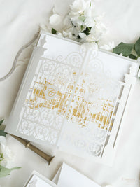 Your Own Venue Ornamental Gate Laser Cut  Foiled Venue Wedding Invitation.