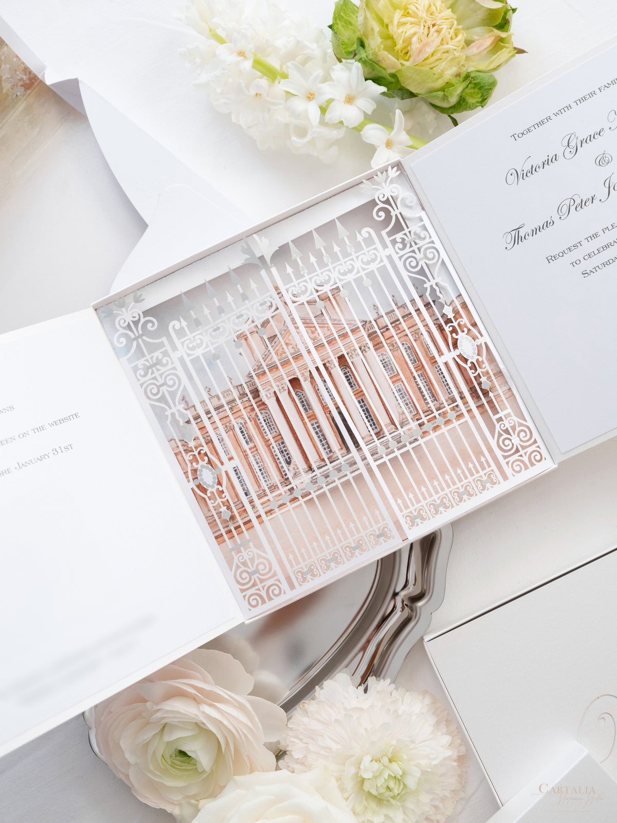 Invitation 3D sur mesure avec découpe laser | Palais de Blenheim | Commande sur mesure V&T