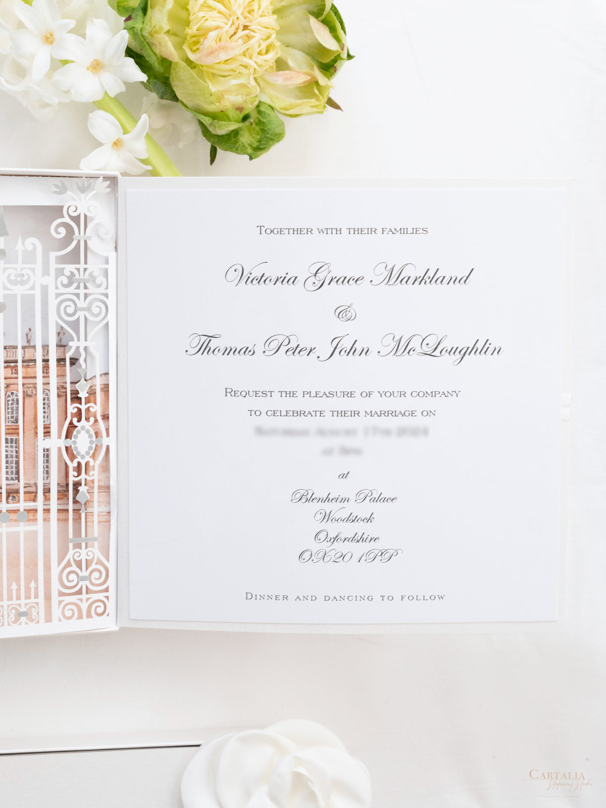 Invitation 3D sur mesure avec découpe laser | Palais de Blenheim | Commande sur mesure V&T