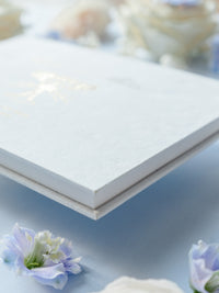 Personalized White Velvet Wedding Guest Book with Gold Foil Details | Villa Balbiano, Lake Como