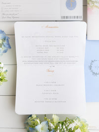 Passport Invitation Suite with Custom Vellum Watercolour Design | Santorini, Greece