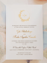 Acquerello l'invito per la tua sede su pergamena con sigillo in ceralacca Suite per invito a nozze | CAMPIONE