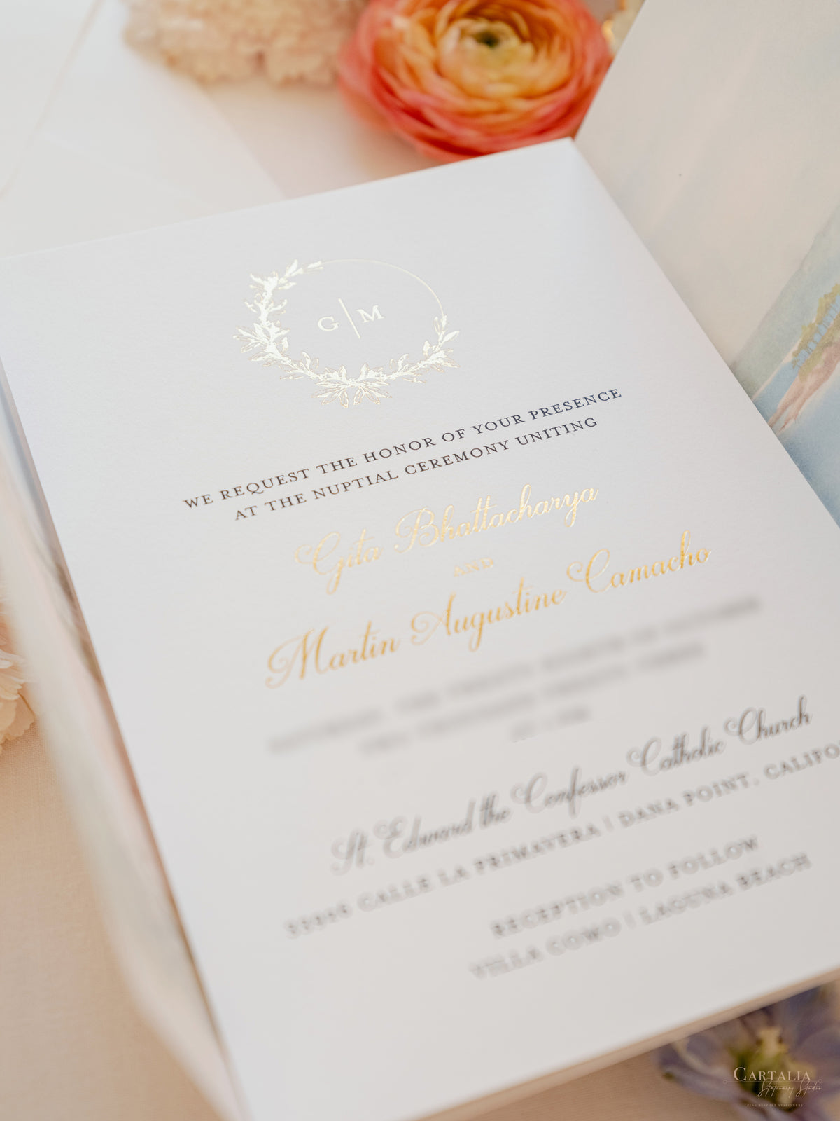 Acquerello l'invito per la tua sede su pergamena con sigillo in ceralacca Suite per invito a nozze | CAMPIONE