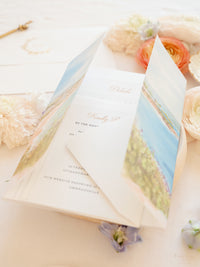 Acquerello l'invito per la tua sede su pergamena con sigillo in ceralacca Suite per invito a nozze | CAMPIONE