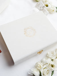 Luxury Velvet Hard Back Box & Tassel Invitation with Gold Foil Venue | Bespoke Commission G&P | Villa Balbiano, Lake Como
