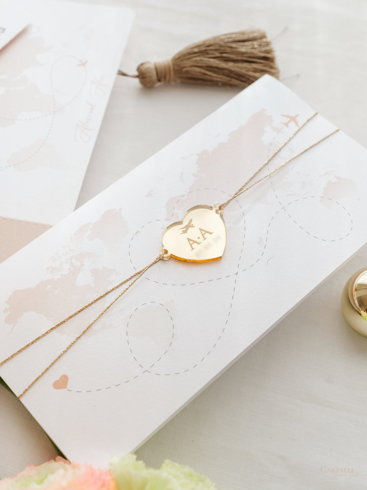 Italian Wedding Vegan Leather Passport with Gold Foil & Personal Engraving | Villa Pizzo Lake Como Watercolor Map