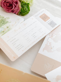 Italian Wedding Vegan Leather Passport with Gold Foil & Personal Engraving | Villa Pizzo Lake Como Watercolor Map