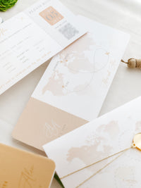 Italian Wedding Vegan Leather Passport with Gold Foil & Personal Engraving | Villa Pizzo Lake Como Watercolor Map