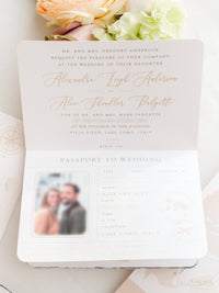 Italian Wedding Vegan Leather Passport with Gold Foil & Personal Engraving | Villa Pizzo Lake Como Watercolor Map