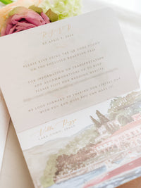 Italian Wedding Vegan Leather Passport with Gold Foil & Personal Engraving | Villa Pizzo Lake Como Watercolor Map