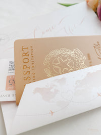 Italian Wedding Vegan Leather Passport with Gold Foil & Personal Engraving | Villa Pizzo Lake Como Watercolor Map