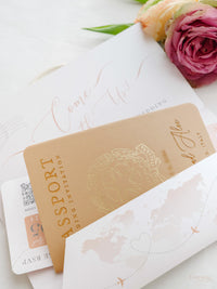 Italian Wedding Vegan Leather Passport with Gold Foil & Personal Engraving | Villa Pizzo Lake Como Watercolor Map