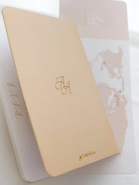 Italian Wedding Vegan Leather Passport with Gold Foil & Personal Engraving | Villa Pizzo Lake Como Watercolor Map
