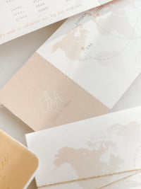 Italian Wedding Vegan Leather Passport with Gold Foil & Personal Engraving | Villa Pizzo Lake Como Watercolor Map