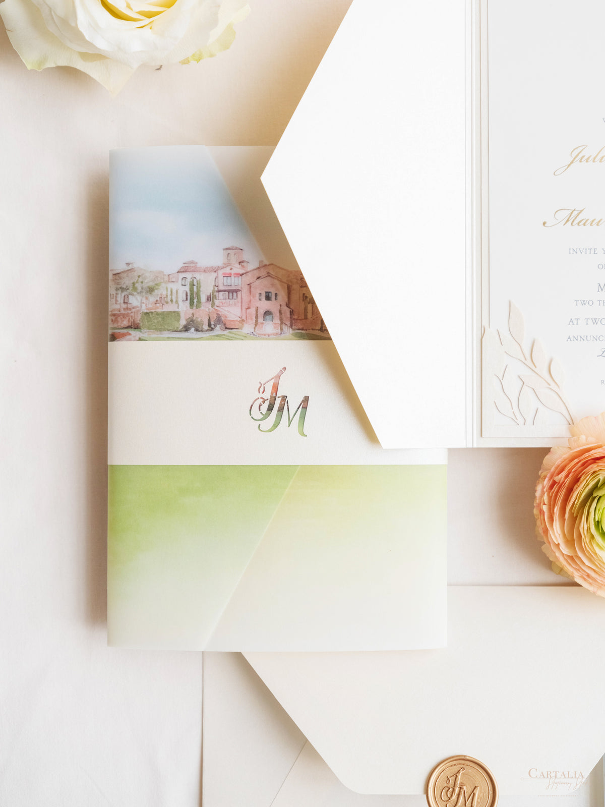 Illustrazione della sede del matrimonio personalizzata | Sede sventata Salva la data in lamina d'oro | CAMPIONE