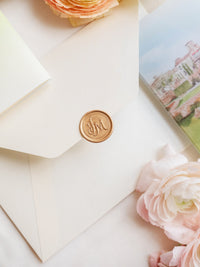 Illustrazione della sede del matrimonio personalizzata | Sede sventata Salva la data in lamina d'oro | CAMPIONE