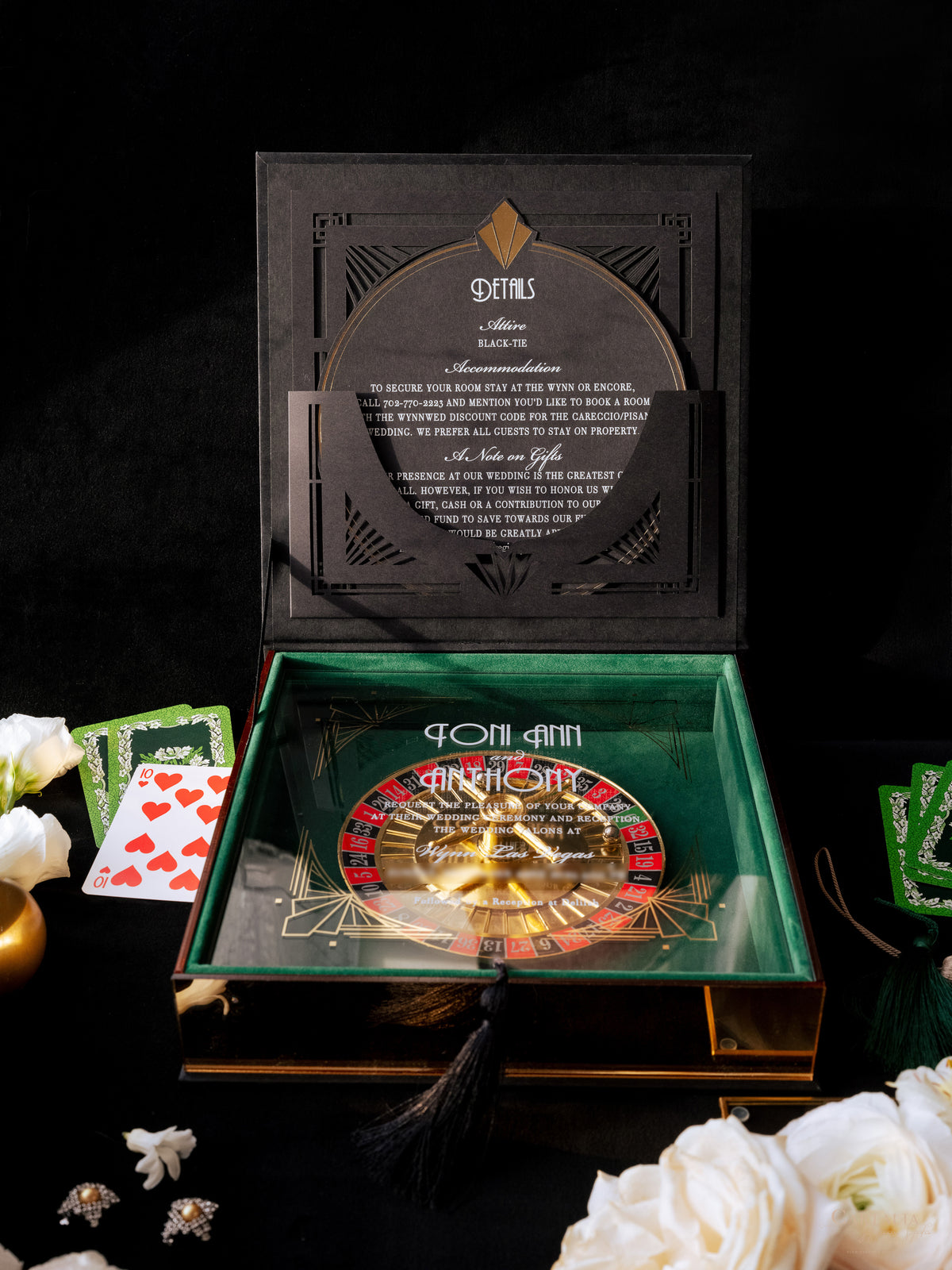 Caja a medida Art Deco Couture: Diseño personalizado 3D en negro y dorado | Comisión A&L a medida