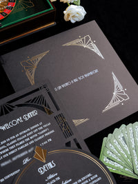 Caja a medida Art Deco Couture: Diseño personalizado 3D en negro y dorado | Comisión A&L a medida