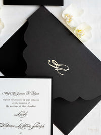 Black Hardcover Booklet Suite with Embossed Monogram & Letterpress | Bespoke Commission L&A