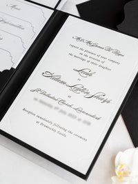 Black Hardcover Booklet Suite with Embossed Monogram & Letterpress | Bespoke Commission L&A