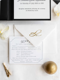 Black Hardcover Booklet Suite with Embossed Monogram & Letterpress | Bespoke Commission L&A