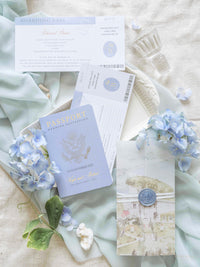 Suite per inviti per passaporto con disegno personalizzato per acquerello su pergamena | Villa Eva, Ravello, Costiera Amalfitana