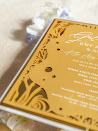 DWP Congress Gala Dinner Stationery with Gold Mirror and Coral Reef Cutouts | Rhodes, Greece