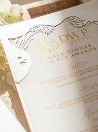 DWP Congress Menu with Gold Foil, Laser Cut Coral Reef | Rhodes Island, Greece