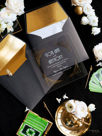 Caja a medida Art Deco Couture: Diseño personalizado 3D en negro y dorado | Comisión A&L a medida