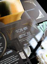 Caja a medida Art Deco Couture: Diseño personalizado 3D en negro y dorado | Comisión A&L a medida