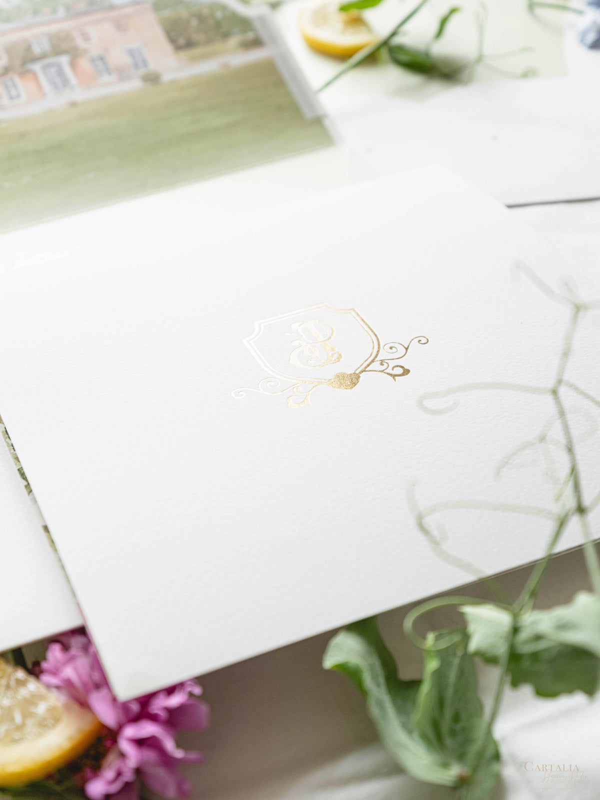 Bespoke Book Boxed Style Luxury Hand Made Pocket | Watercolor Floral Lemon Motifs | The Old Rectory Estate, Bletchingley