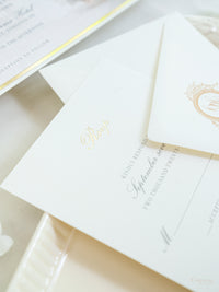 Luxury Wedding Invitation with BESPOKE | Gold Foil Monogram | Watercolor Venue Painting | The Windsor Arms Hotel, Toronto