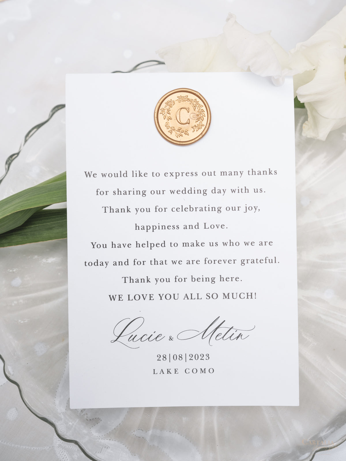 Luxury Gold Foil Thank You Cards With Wax Seal