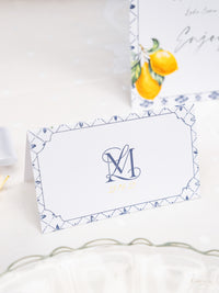 Lemons and Sicilian Tiles Place Card | Bespoke Commission L&M