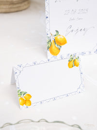 Lemons and Sicilian Tiles Place Card | Bespoke Commission L&M