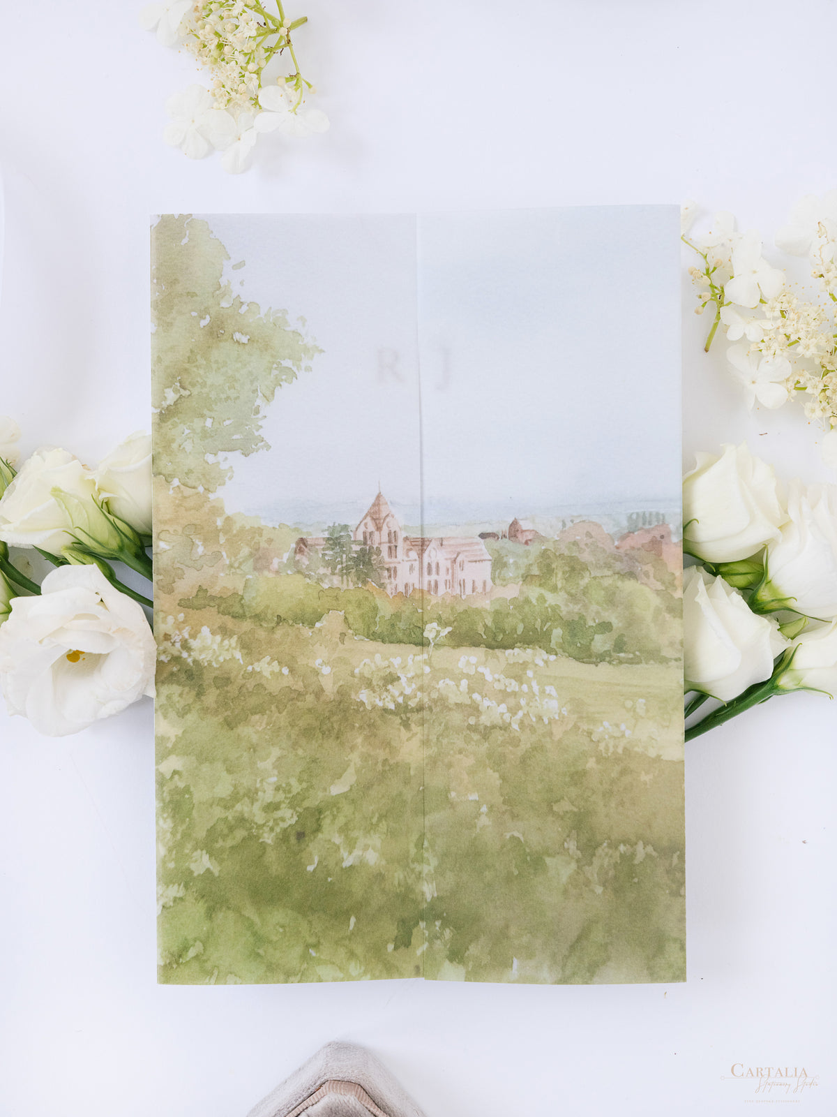 Vellum Watercolour Wedding Invitation | Petersham Hotel | Bespoke Commission R&J