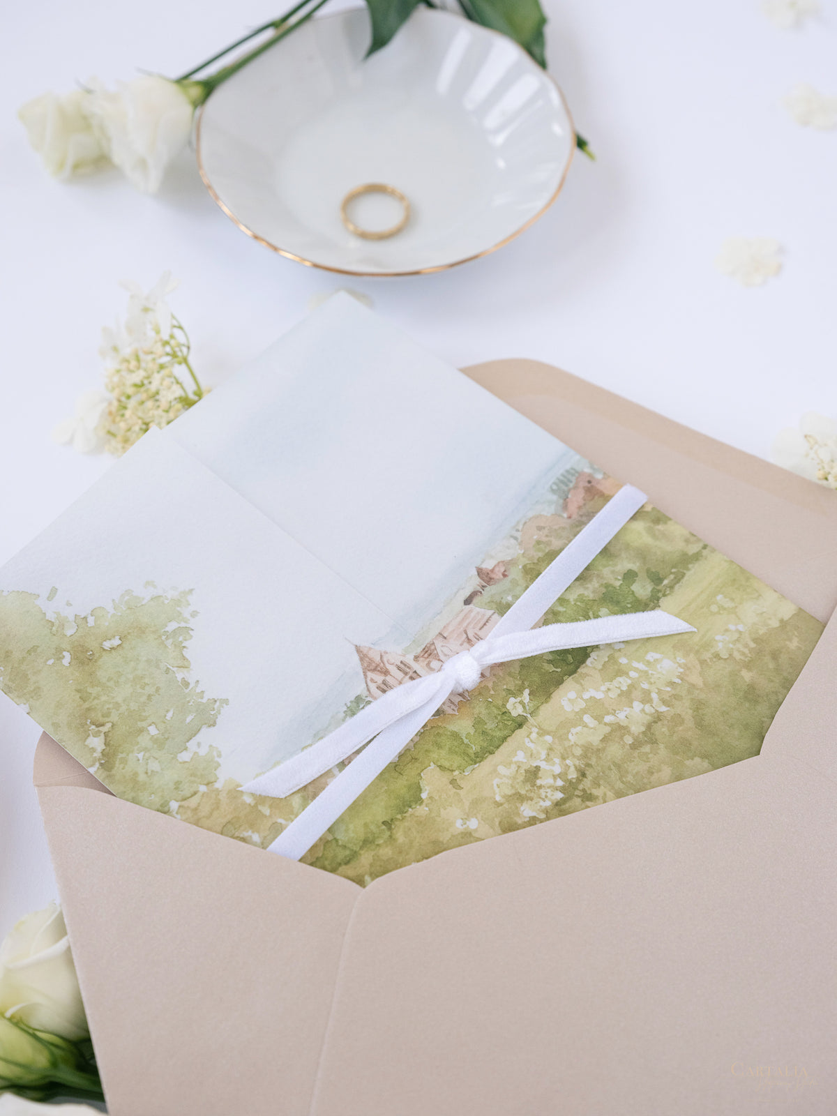 Vellum Watercolour Wedding Invitation | Petersham Hotel | Bespoke Commission R&J