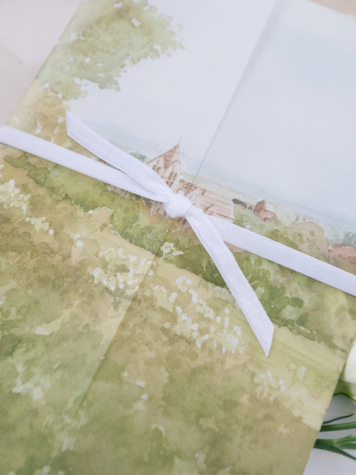Vellum Watercolour Wedding Invitation | Petersham Hotel | Bespoke Commission R&J