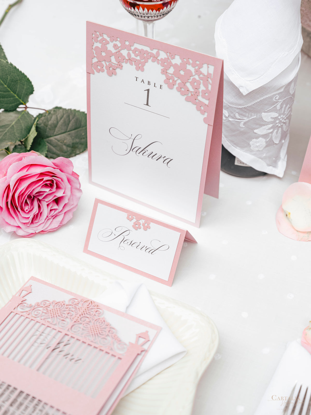 Table Number with Laser-Cut Florals | Villa Ephrussi de Rothschild