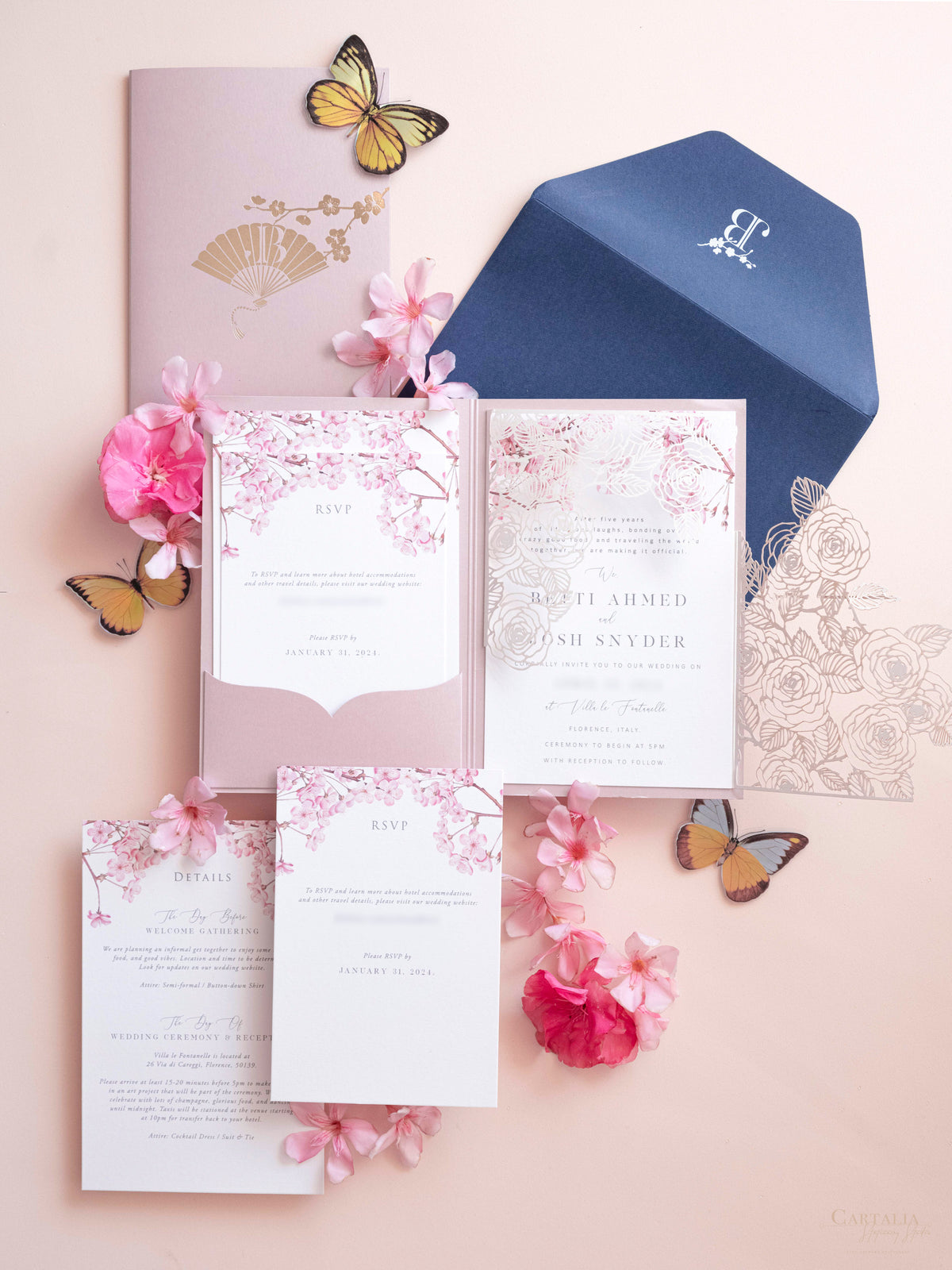 Bespoke Design | for Villa Fontanelle - Florence Bespoke Invitation Suite for J&B