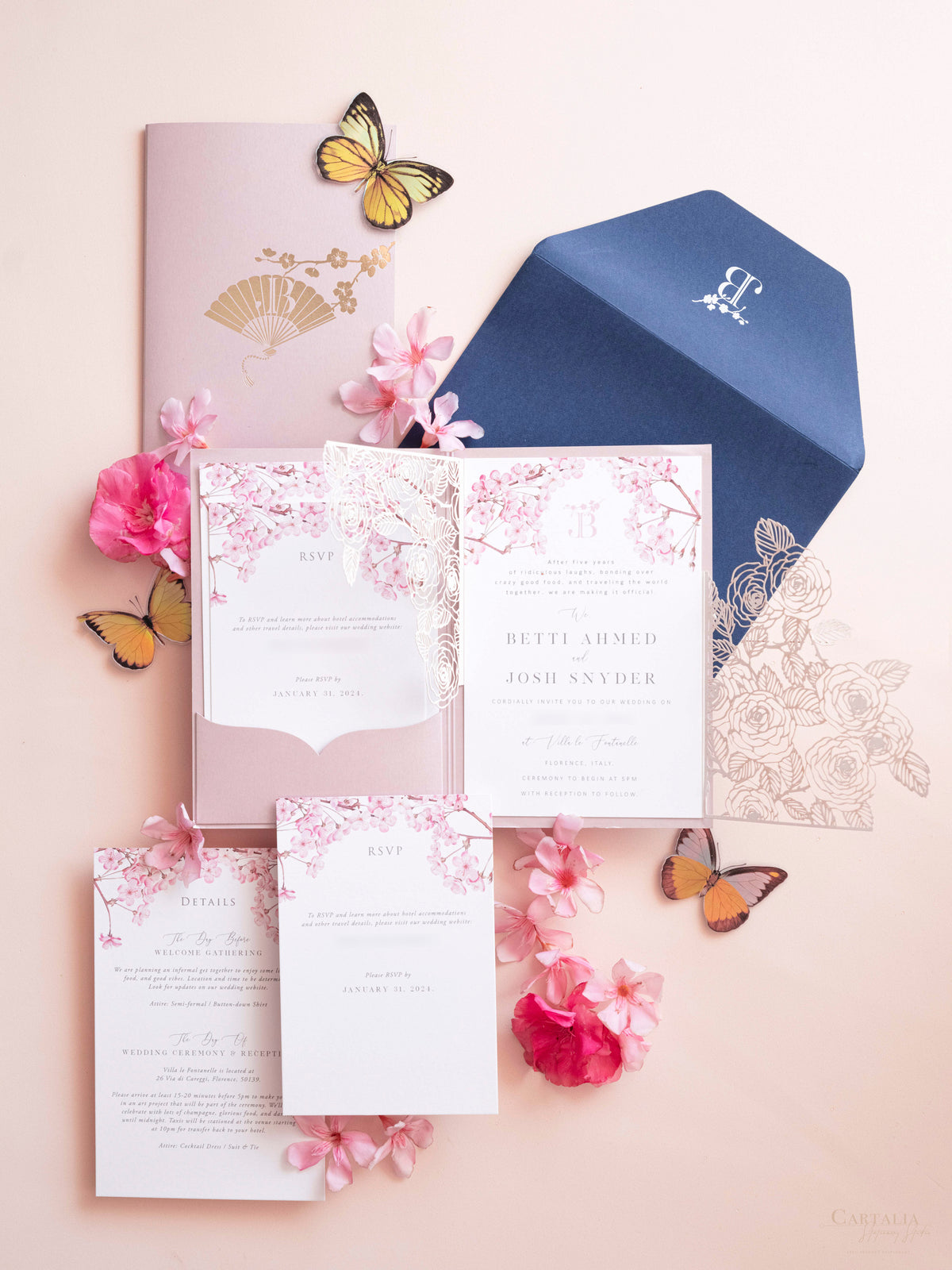 Bespoke Design | for Villa Fontanelle - Florence Bespoke Invitation Suite for J&B