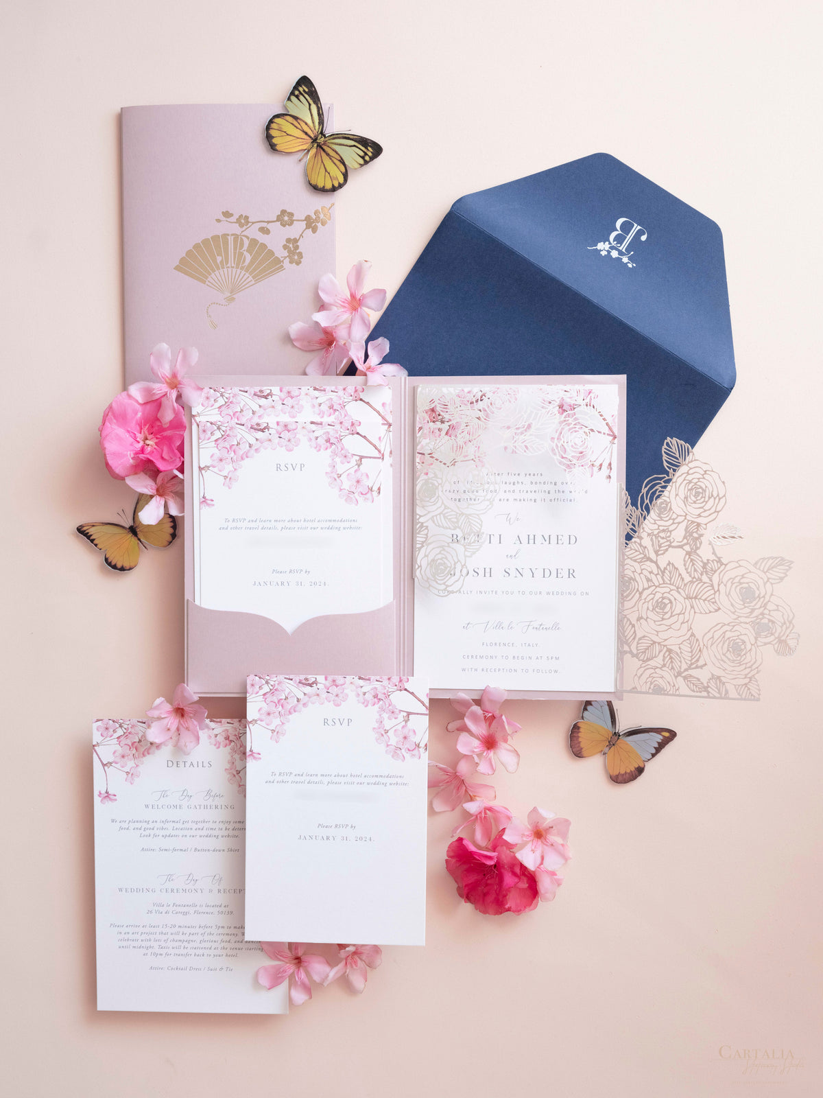 Bespoke Design | for Villa Fontanelle - Florence Bespoke Invitation Suite for J&B