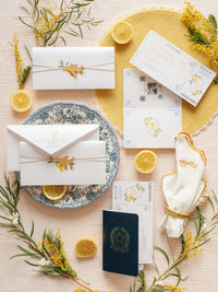 Italian Navy Leather Passport Invitation with Lemons | Amalfi Coast