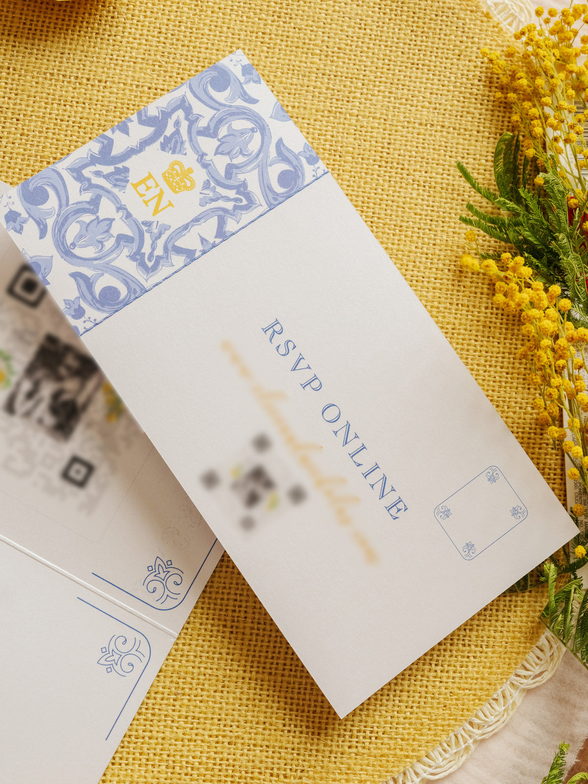 Italian Navy Leather Passport Invitation with Lemons | Amalfi Coast
