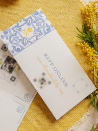 Italian Navy Leather Passport Invitation with Lemons | Amalfi Coast