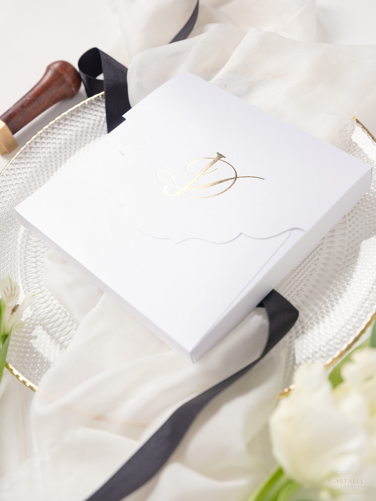 3D Boxed Venue Pocket Invitation with Laser Cut Gate & Vegan Leather Tag | Villa Balbiano, Lake Como | Bespoke
