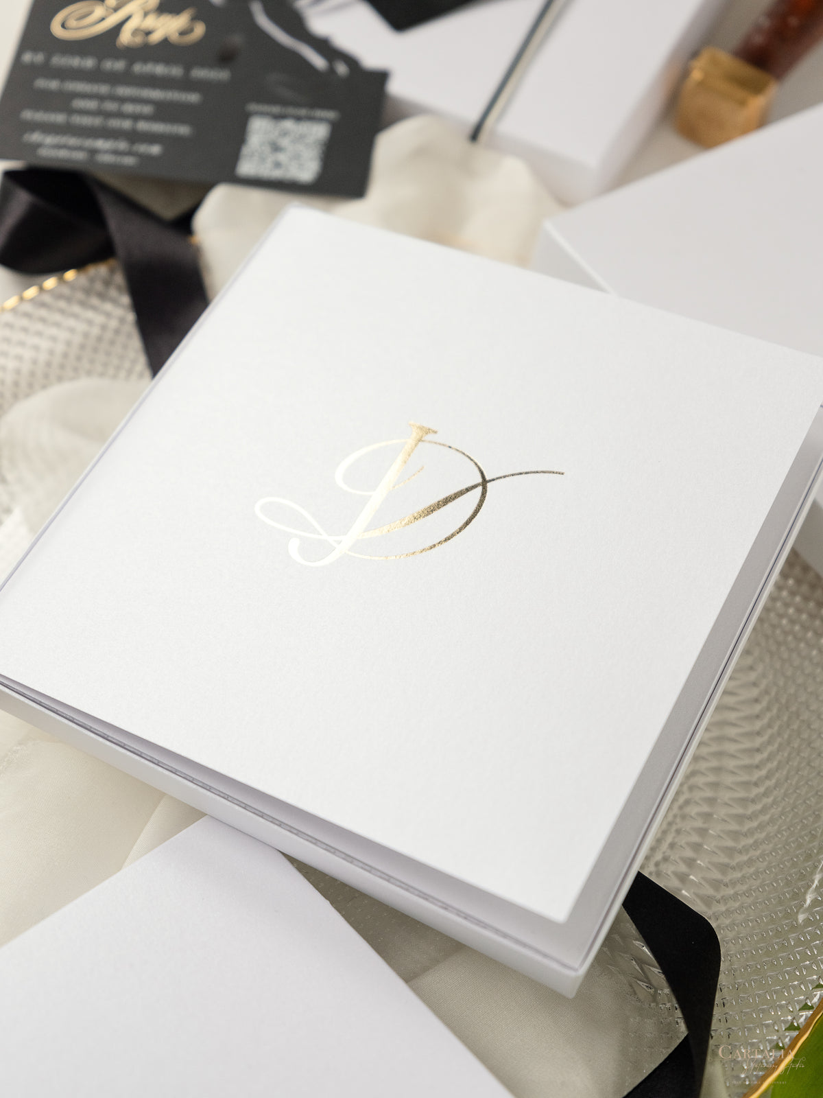 3D Boxed Venue Pocket Invitation with Laser Cut Gate & Vegan Leather Tag | Villa Balbiano, Lake Como | Bespoke