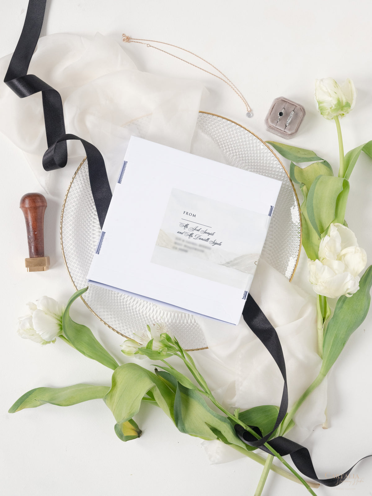 3D Boxed Venue Pocket Invitation with Laser Cut Gate & Vegan Leather Tag | Villa Balbiano, Lake Como | Bespoke