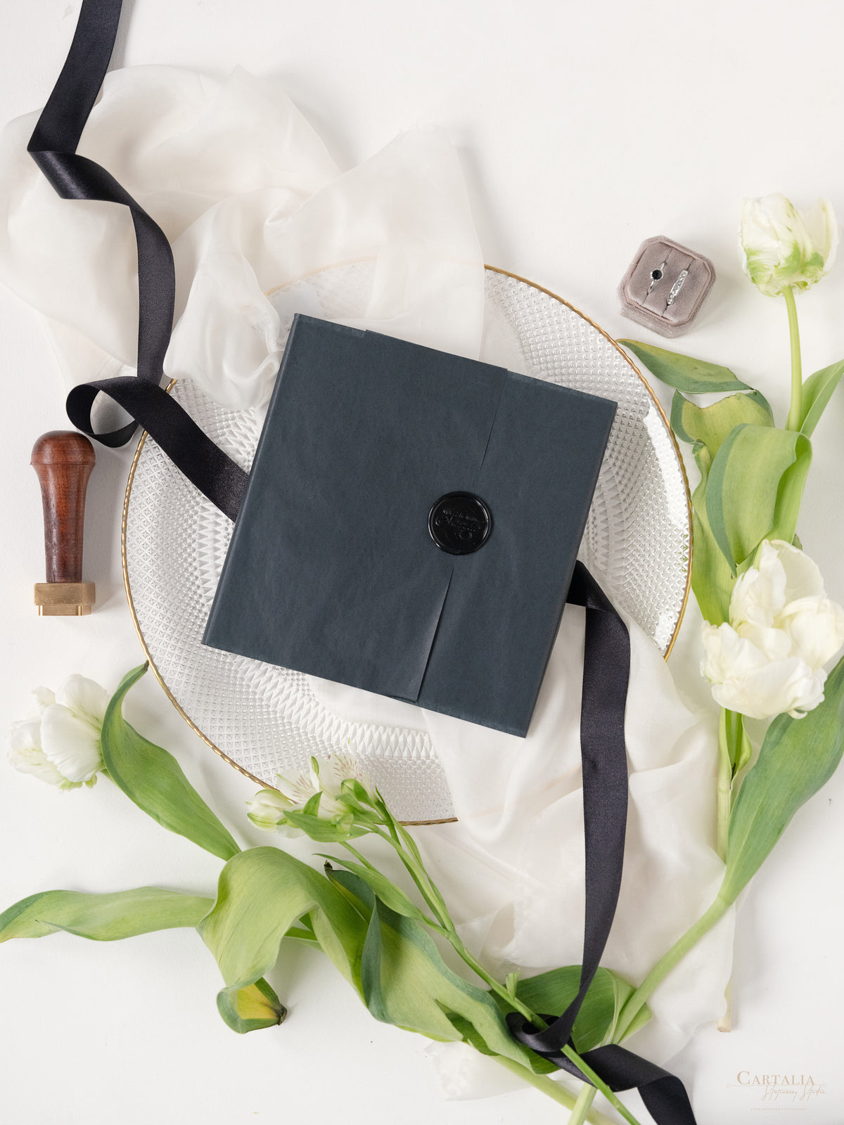 3D Boxed Venue Pocket Invitation with Laser Cut Gate & Vegan Leather Tag | Villa Balbiano, Lake Como | Bespoke